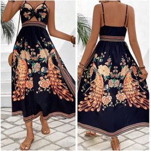 Boho Floral Print Cut out Cami Dress
